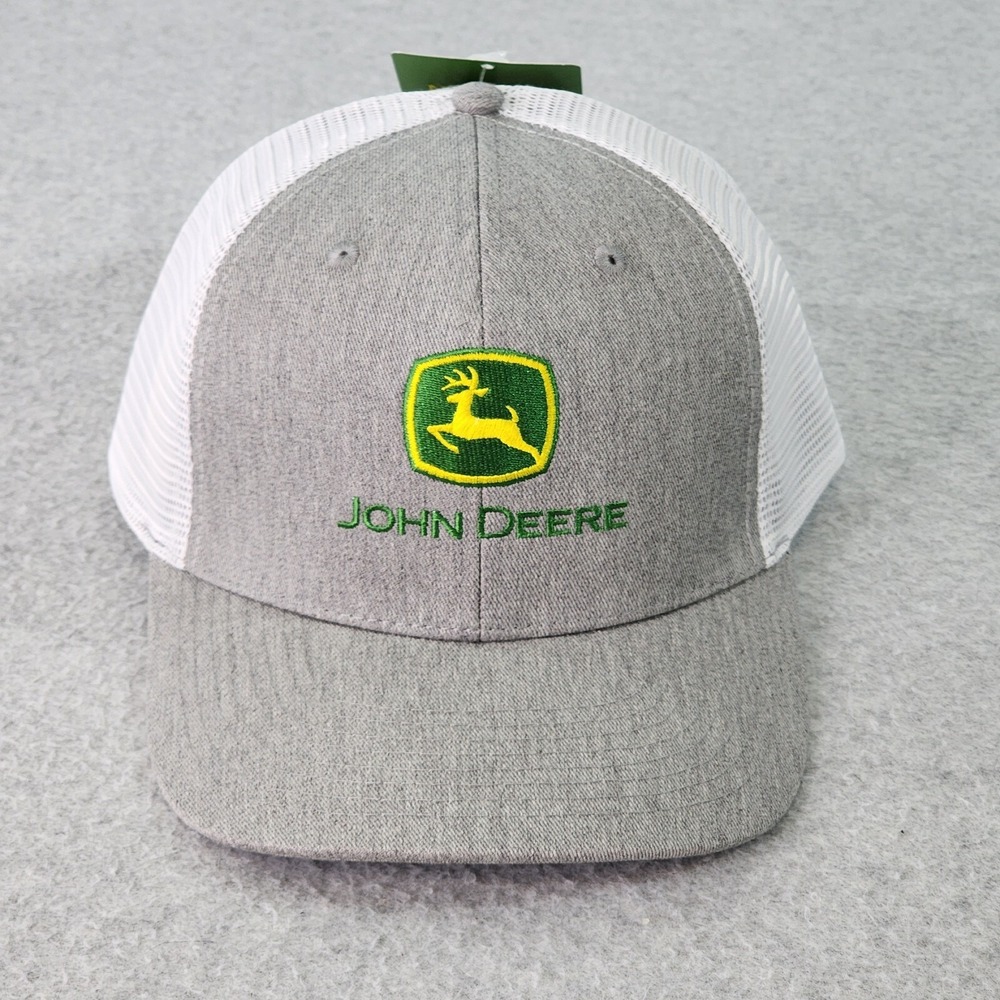 John Deere Trucker Style Adult Hat Snapback Equipment Mesh Gray white Green‎ Cap